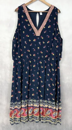 Old Navy Floral Paisley Boho Dress Women XXL Sleeveless‎ Flowy Cottagecore Indie thumbnail 1