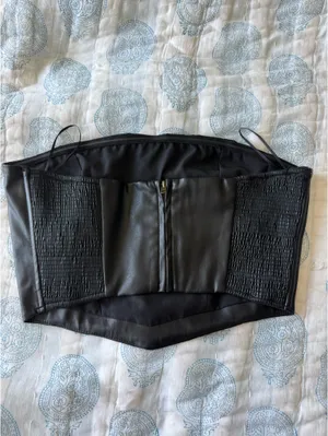 Black Leather Top Size M thumbnail 4
