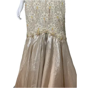 Mac Duggal Couture‎ Beaded Strapless Gown Womens 4 Champagne Lace Mermaid Formal thumbnail 14