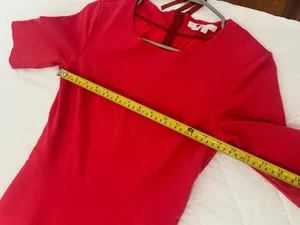 Boden Red Midi Dress Fit Flare Colorblock A-line Elegant Chic Pockets Size 6R thumbnail 11