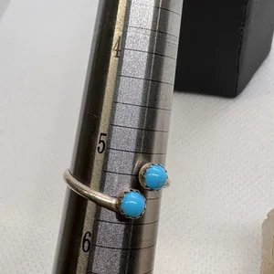 Sterling Silver Kingman Turquoise Adjustable Bypass Ring Size 5.5 0.83g thumbnail 8