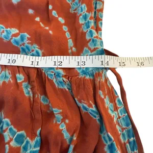 YFB Young Fabulous & Broke Sleeveless Rust‎ Orange & Blue Maxi Dress Med Tie Dye thumbnail 11
