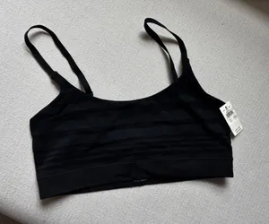 NWT Aerie Seamless Bralette Large Black Tonal Stripe Adjustable Straps thumbnail 1