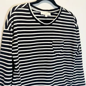 Ann Taylor Loft Black & White Stripe Cotton Long Sleeve Tee - size Small thumbnail 2