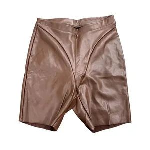 Skims Faux Leather Biker Shorts in Cocoa Brown, Size S​​​​ thumbnail 2