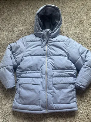 Universal Threads Light Blue Hooded Puffer Coat thumbnail 1