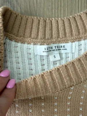 12th Tribe Jamie Beige Houndstooth Sweater thumbnail 3