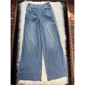 Halara Flex High Waisted Blue Wide Leg Jeans with White Stripes thumbnail 2