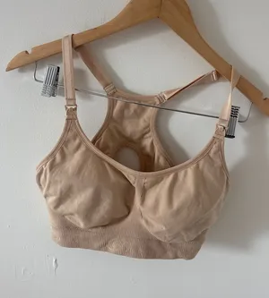 Cake Maternity Seamless Nursing Bra Beige Nude Racerback Size M Wireless Tan Size M thumbnail 1