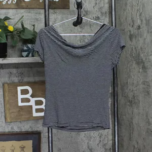 NWT Polly & Esther Striped Scoop-Neck Skimmer Knit T-Shirt Tee Black / White XL thumbnail 3