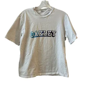 Oakley‎ Women's Gray Logo Print Crew Neck T-Shirt Size M Casual thumbnail 1