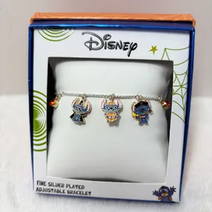 Disney Halloween Lilo & Stitch CHARM BRACELET Fine Silver Plated NEW IN BOX‎ thumbnail 2
