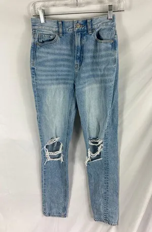 American Eagle Mom Jean Light Wash Distressed Jeans 00 R thumbnail 4
