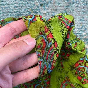 Vintage Y2K 90s Papillon green boho bell sleeve printed top, size medium thumbnail 6