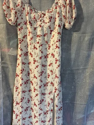 Hollister White Midi Dress with Pink Floral Print thumbnail 5