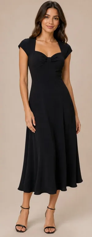 Jones New York Dress Black Polyester Midi Evening Career Work Party‎ Cocktail thumbnail 1