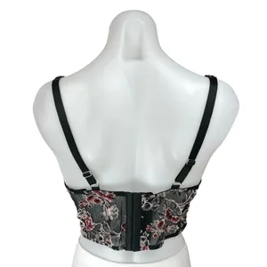 NEW Urban Outfitters Bella Floral Lace Velvet Sleeveless Crop Corset Tank Top L thumbnail 2