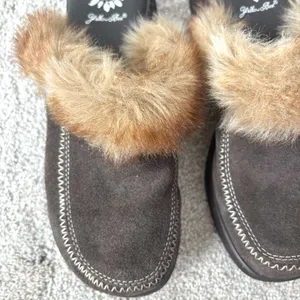Yellow Box Brown Suede Slip On Clogs Faux Fur Trim Y2K Retro Platform thumbnail 4