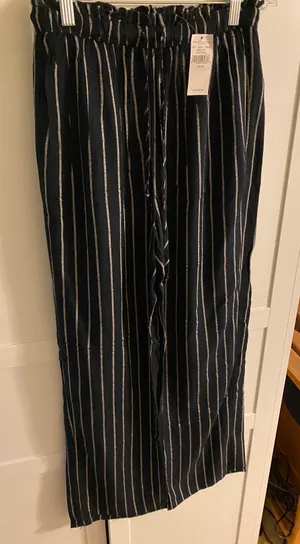 Black & White Striped Flowy Pants thumbnail 3
