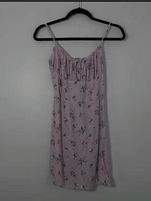 Aritzia Sunday Best Delilah Mini Dress Lilac Bloom Floral Pink Size Small thumbnail 2