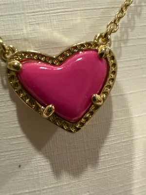 Kendra Scott | Gold Plated Pink Heart Pendant Necklace thumbnail 3