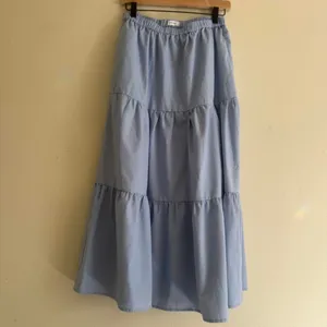 Mod Ref Emilie Tiered Blue Gingham Midi Skirt Size Small thumbnail 2