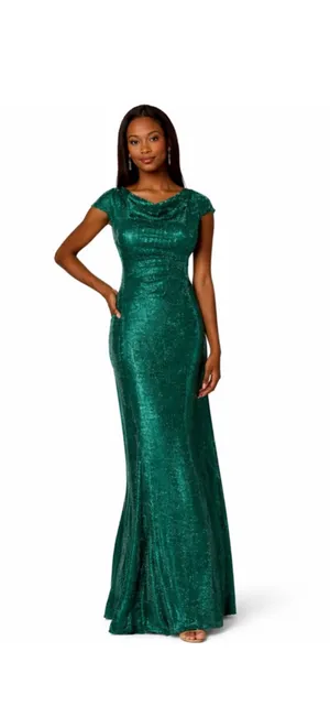 Adrianna Papell Emerald Green Cowl Neck Maxi Dress thumbnail 9