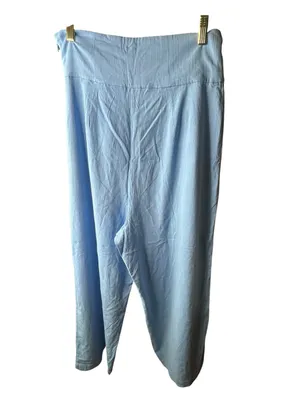 New Free People high waist crop pleated blue pants size 10 pockets side zip thumbnail 3