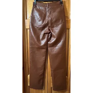 Aritzia‎ Wilfred The Melina Pant Mocha Vegan Leather High Rise Straight Leg Sz 0 thumbnail 3
