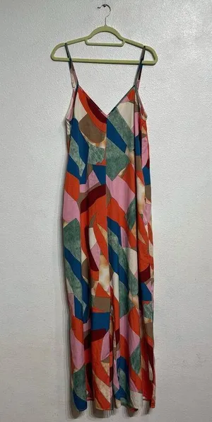 Luukse Multicolor Geometric Wide Leg Jumpsuit Sz M thumbnail 2