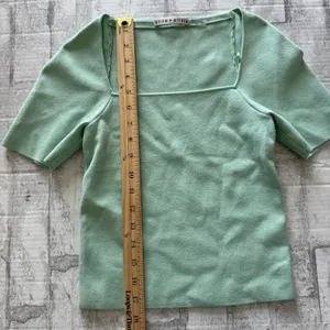 Alice + Olivia Mint Green Square Neck Knit Top Fitted Stretchy Dreamy Feminine S thumbnail 7