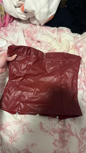 Edikted Red Leather Corset thumbnail 4