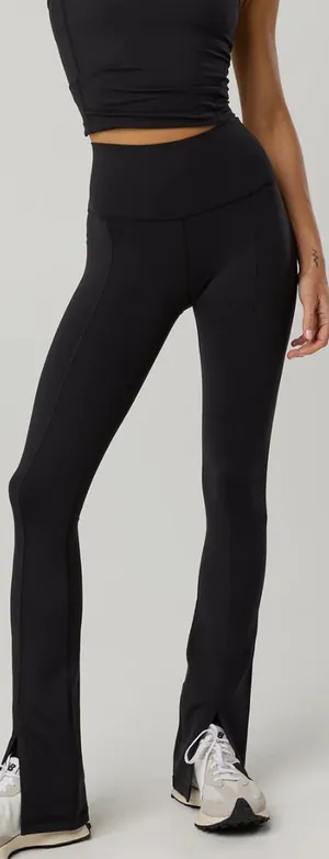 Primark NWT black High Waist Flared Front Slit Stretchy Black leggings thumbnail 5