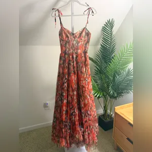 Hutch Brianna Tulle Tie Maxi Dress‎ Orange Lush Tropical M thumbnail 6
