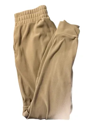 Move Thelogy Women's Tan Ribbed Jogger Pants Size Large - High Waisted Lounge Sweatpants thumbnail 1