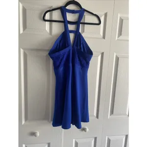 Royal Blue Lace Halter Mini Dress Womens Size M Fit Flare Cocktail Party Y2K thumbnail 5