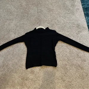 Exhibit A Black Silk Blend Ribbed Mock Neck Long Sleeve Top Medium Minimalist thumbnail 6