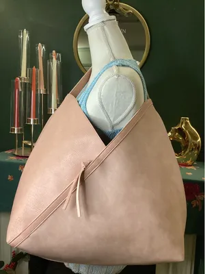 Ulta Blush Pink Oversized Hobo Bag Slouchy Triangle Tote with‎ Side Pocket thumbnail 1