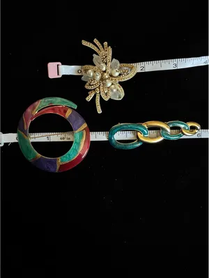 Vintage Brooch Pin Lot 5 Pcs Enamel Gold Tone Abstract Floral Geometric Jewelry thumbnail 7