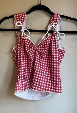Gathered and Tied Gingham Tank Size M thumbnail 1