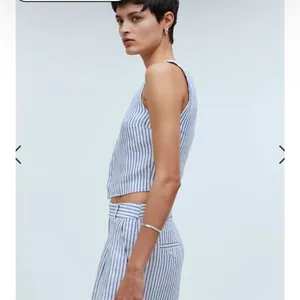 Madewell Scoopneck Crop Tank in 100% Linen in Bluestone Size 2 NWT thumbnail 3