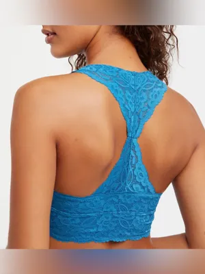Intimately Free People Galloon Teal Blue Lace Racerback Bralette Size Medium thumbnail 2