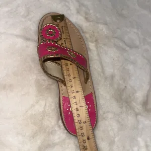 Jack Rogers Pink Gold‎ Leather Preppy Medallion Old Money Sandals Womens Size 5m thumbnail 12