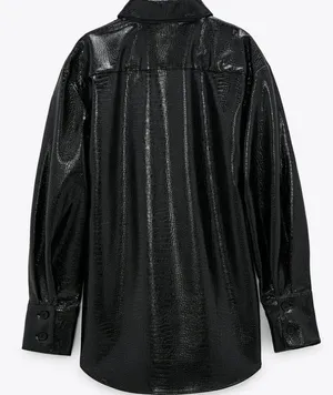 Zara Faux Black Leather Jacket thumbnail 5