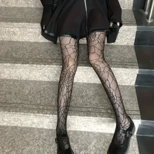 SpiderWeb Pattern Fishnet Tights Hollow Out High Waist Slim Fit Footed Pantyhose thumbnail 9