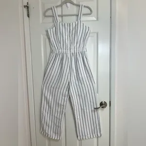 LOFT White and Black Striped Jumpsuit‎ thumbnail 5