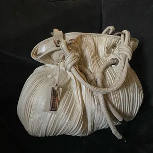 Cream Pleated Shoulder Bag | Chocolate Brand Handbag Purse | Soft Tote | Chic thumbnail 7