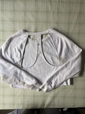 Alo Yoga Women's Cropped Long-Sleeve Pullover Top - White thumbnail 7