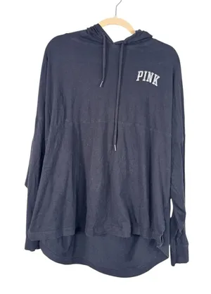 PINK - Victoria's Secret Black Oversized Hoodie Sweatshirt Womens XL Casual thumbnail 1