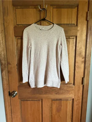 LOFT Cream Speckled Crewneck Sweater thumbnail 2
